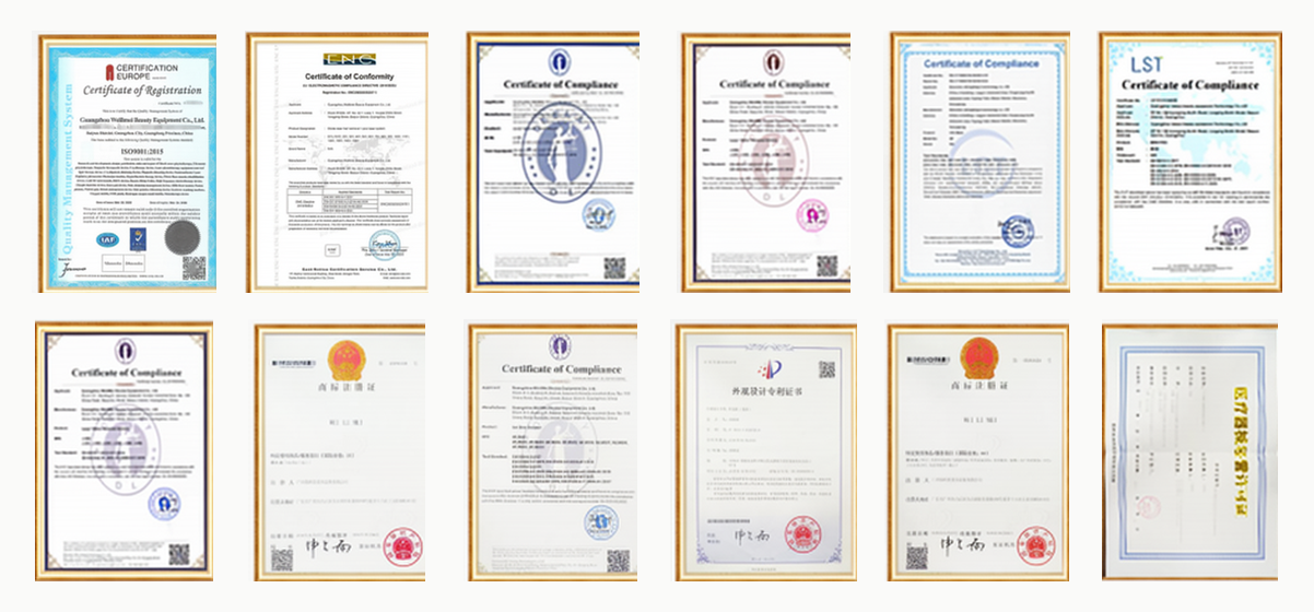 Portafolio de certificados LANGWEN: CE, FCC, LST, ISO 9001, registros de marca y patentes
